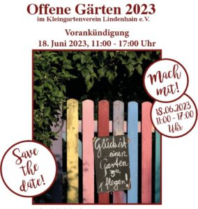 Plakat mit Ankündigung der offenen Gärten 2023